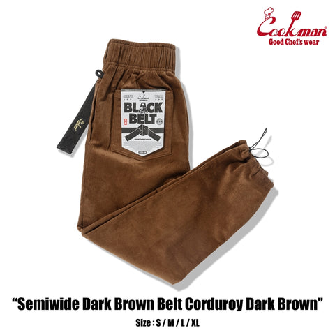Chef Pants Semiwide - Black Belt Corduroy : Dark Brown