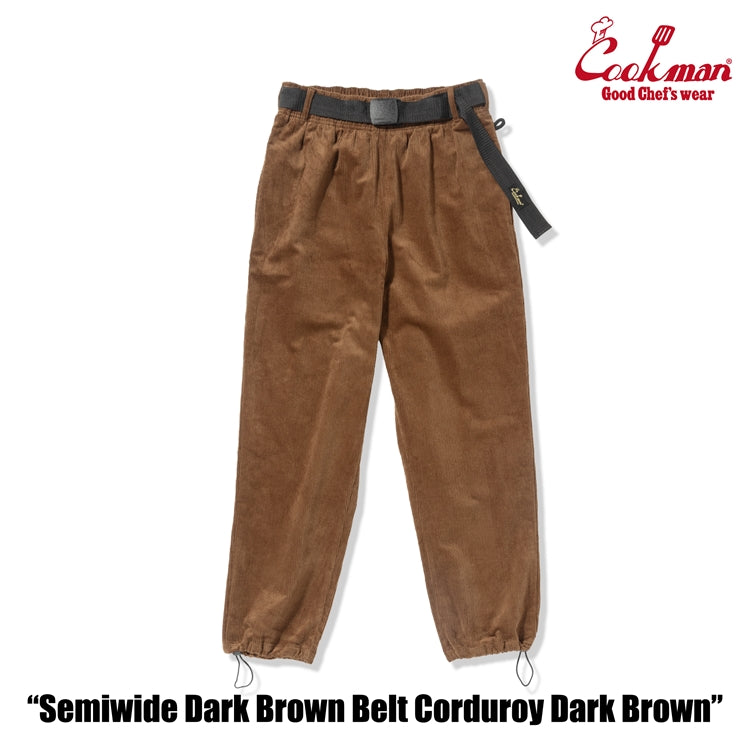 Cookman Chef Pants Semiwide - Black Belt Corduroy : Dark Brown