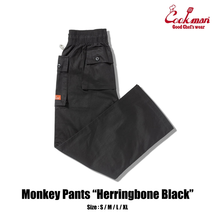 Cookman Monkey Pants - Herringbone : Black