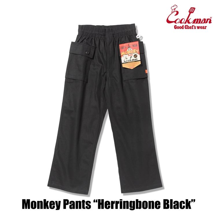 Cookman Monkey Pants - Herringbone : Black