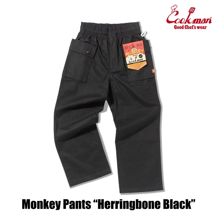 Cookman Monkey Pants - Herringbone : Black