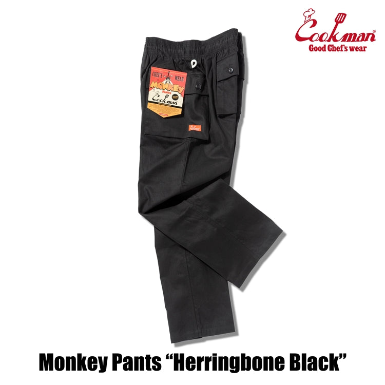 Cookman Monkey Pants - Herringbone : Black