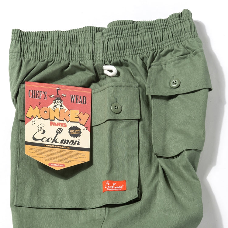 Cookman Monkey Pants - Herringbone : Olive