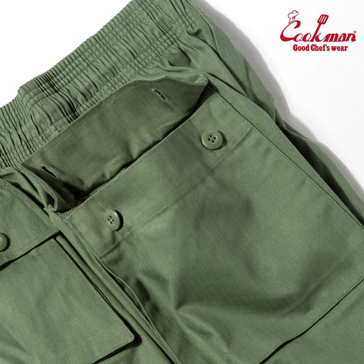 Cookman Monkey Pants - Herringbone : Olive
