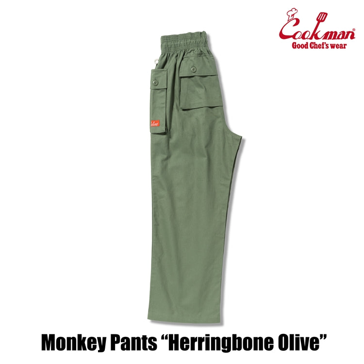 Cookman Monkey Pants - Herringbone : Olive