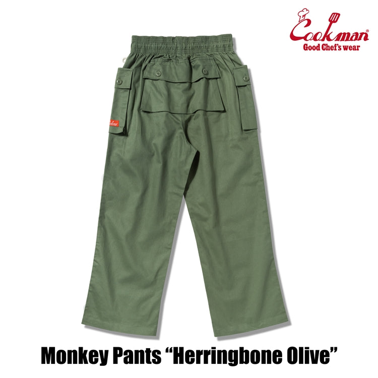 Cookman Monkey Pants - Herringbone : Olive