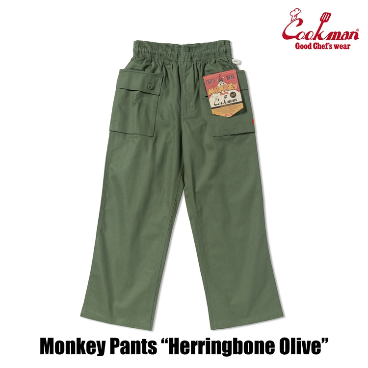 Cookman Monkey Pants - Herringbone : Olive