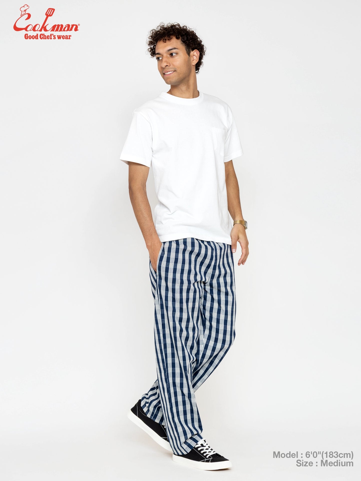 Chef Pants Semiwide -  PALAKA Check : Navy