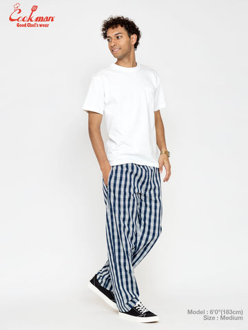 Chef Pants Semiwide -  PALAKA Check : Navy