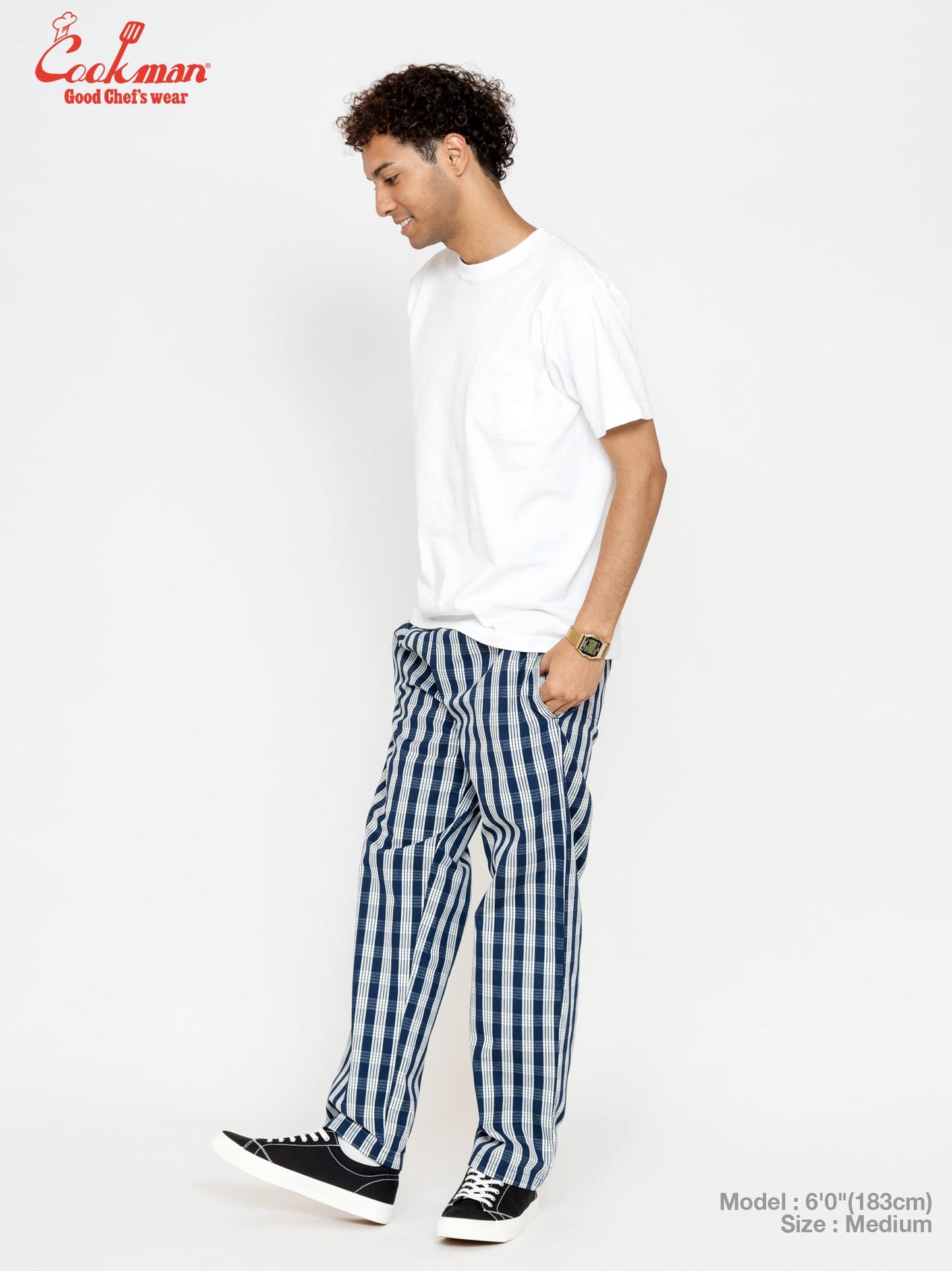 Chef Pants Semiwide -  PALAKA Check : Navy