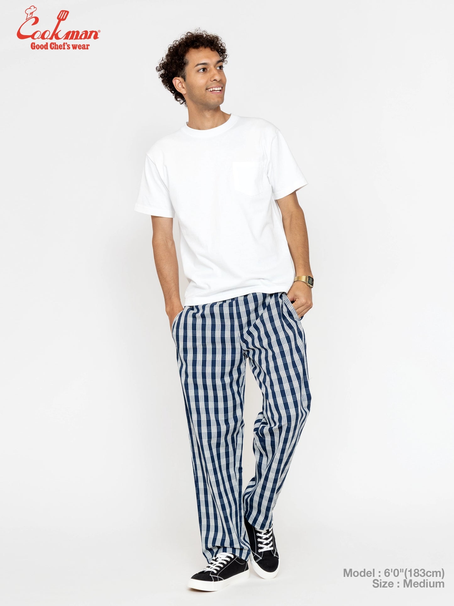 Chef Pants Semiwide -  PALAKA Check : Navy
