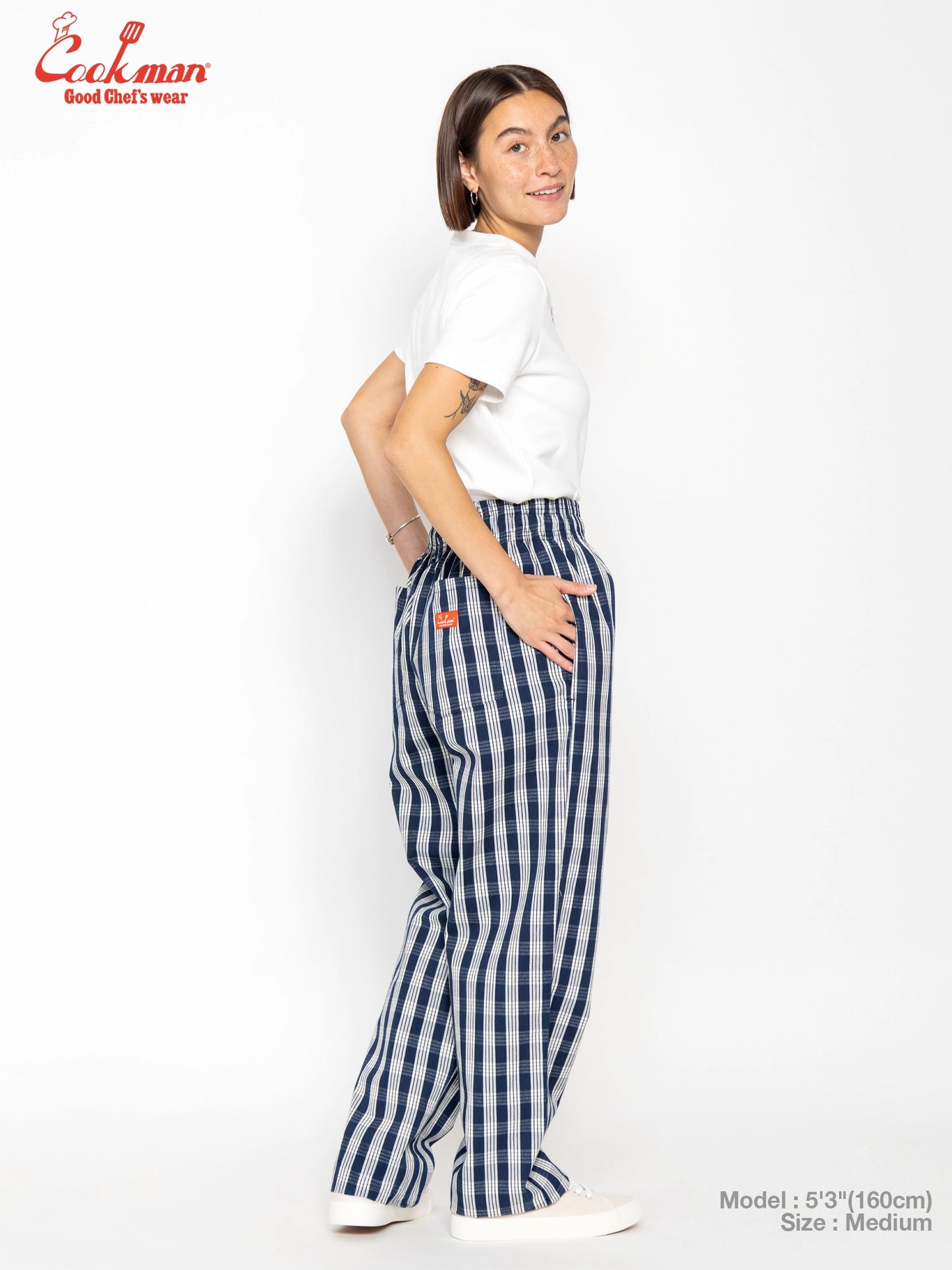 Chef Pants Semiwide -  PALAKA Check : Navy