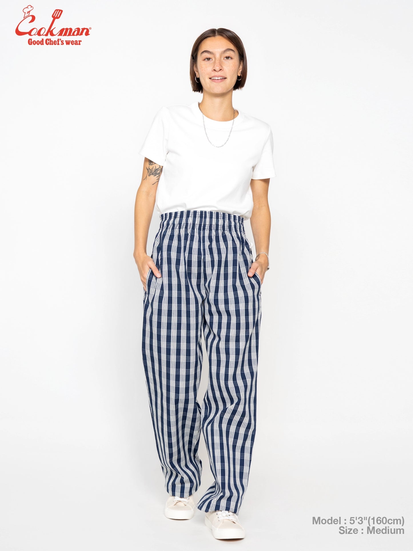 Chef Pants Semiwide -  PALAKA Check : Navy
