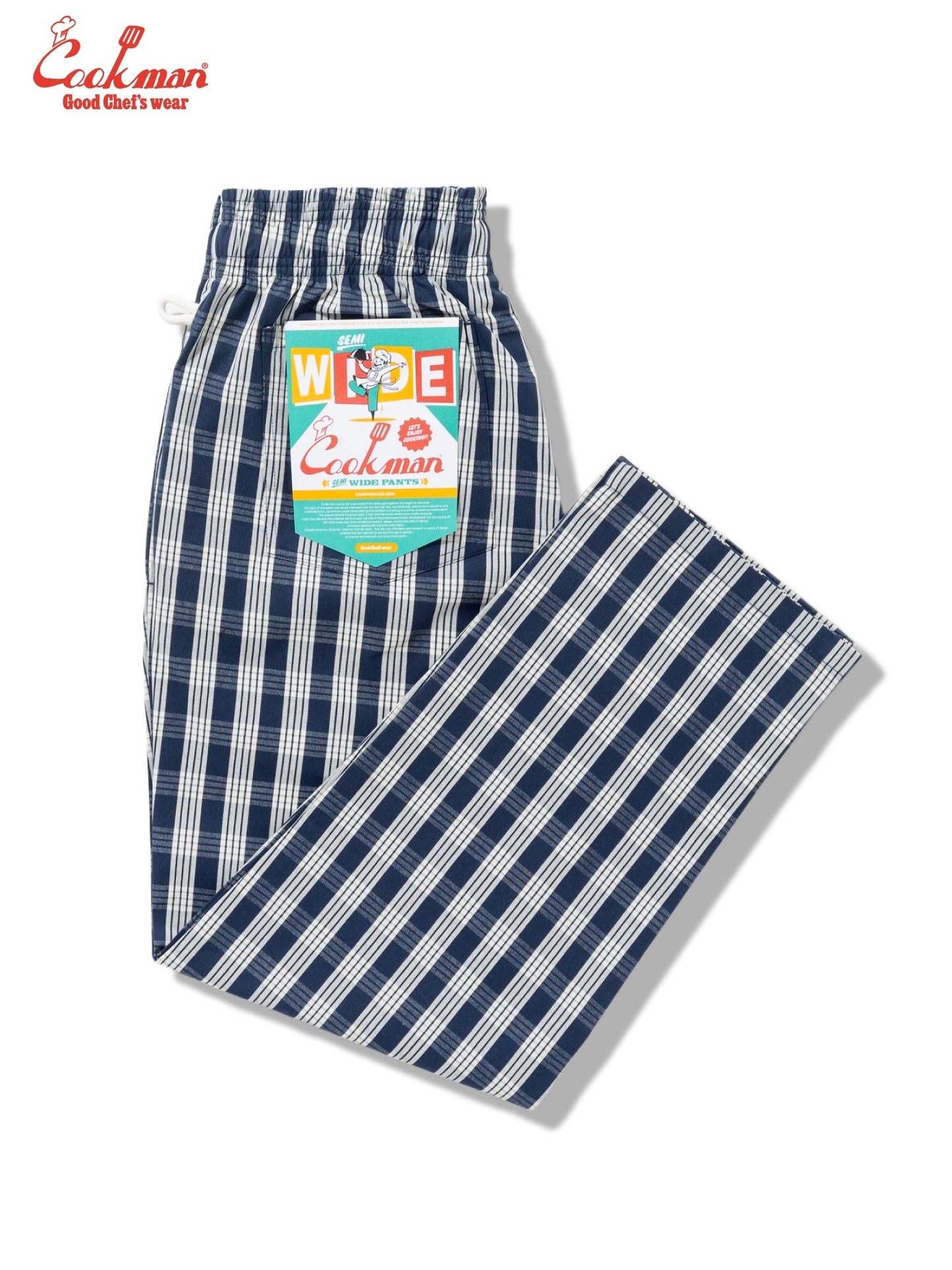 Chef Pants Semiwide -  PALAKA Check : Navy