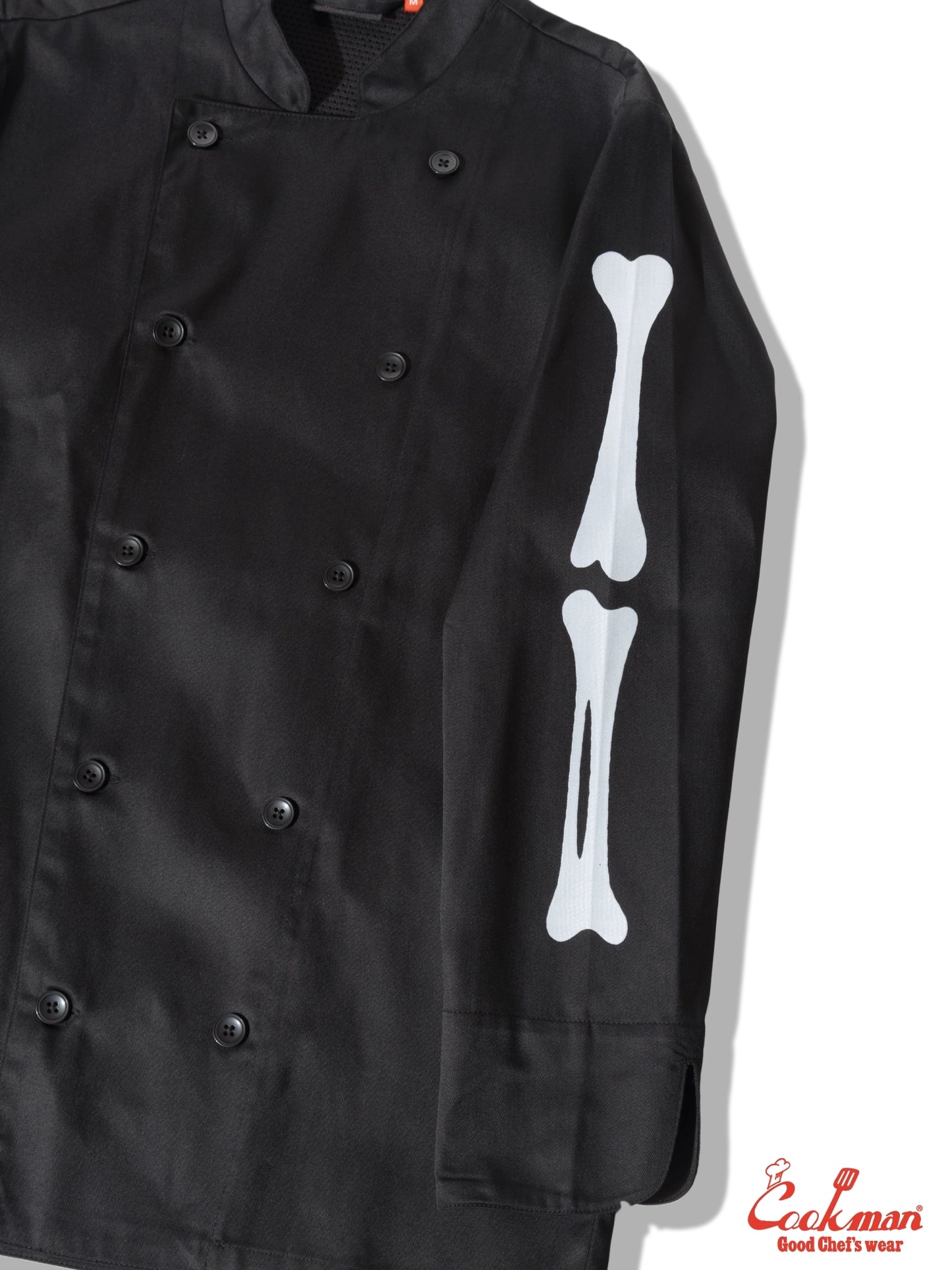 Chef Coat Long Sleeve Vented - Skull Bone : Black