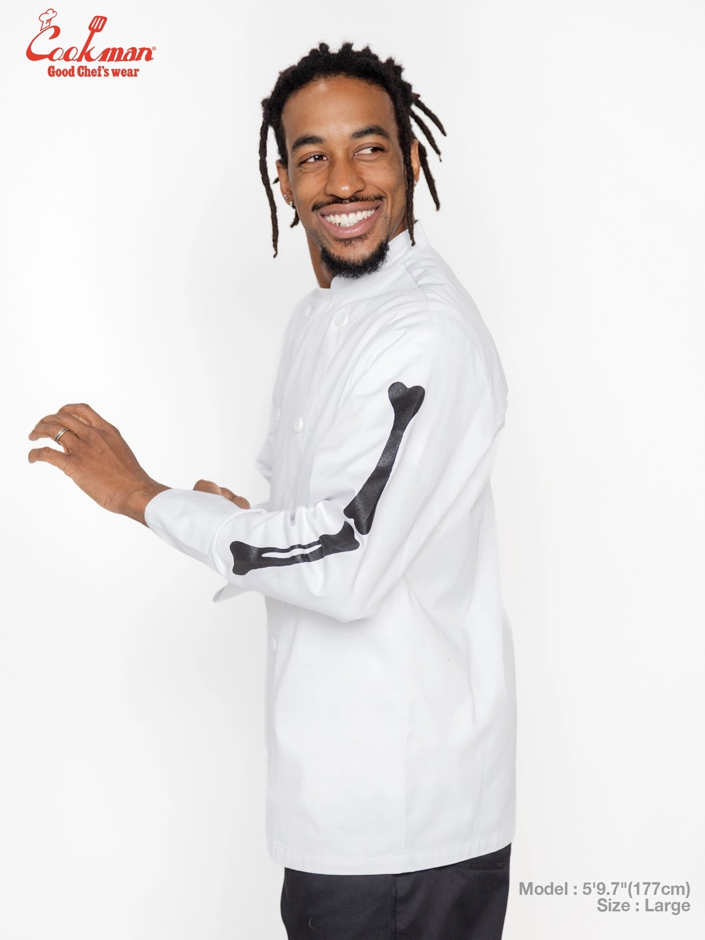 Chef Coat Long Sleeve Vented - Skull Bone : White