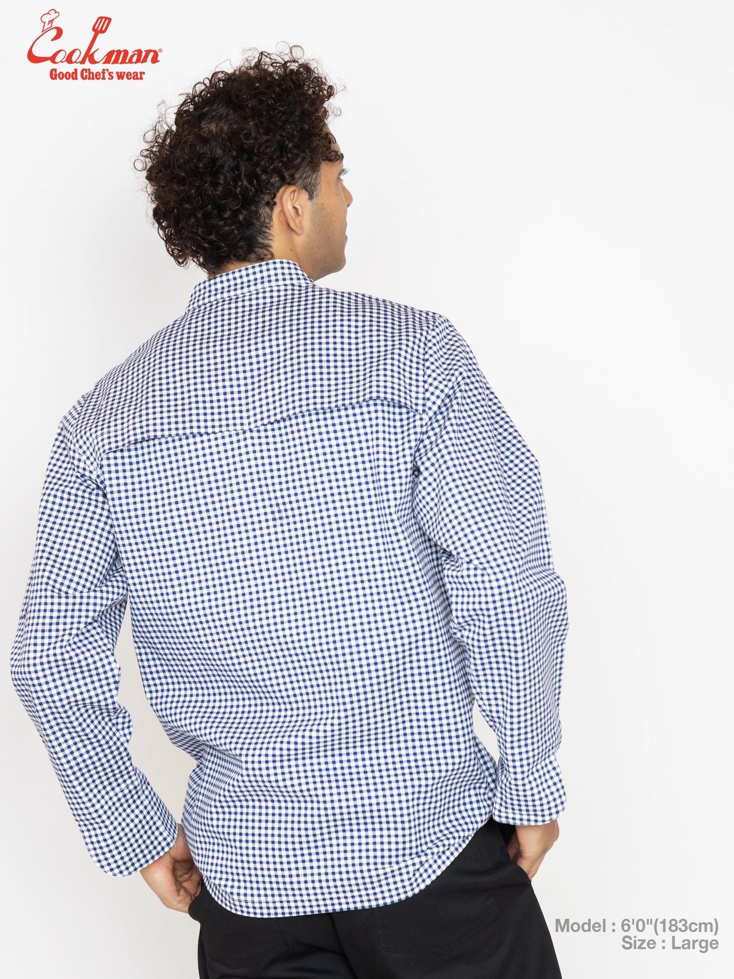Cookman Chef Coat Long Sleeve Vented - Gingham : Navy