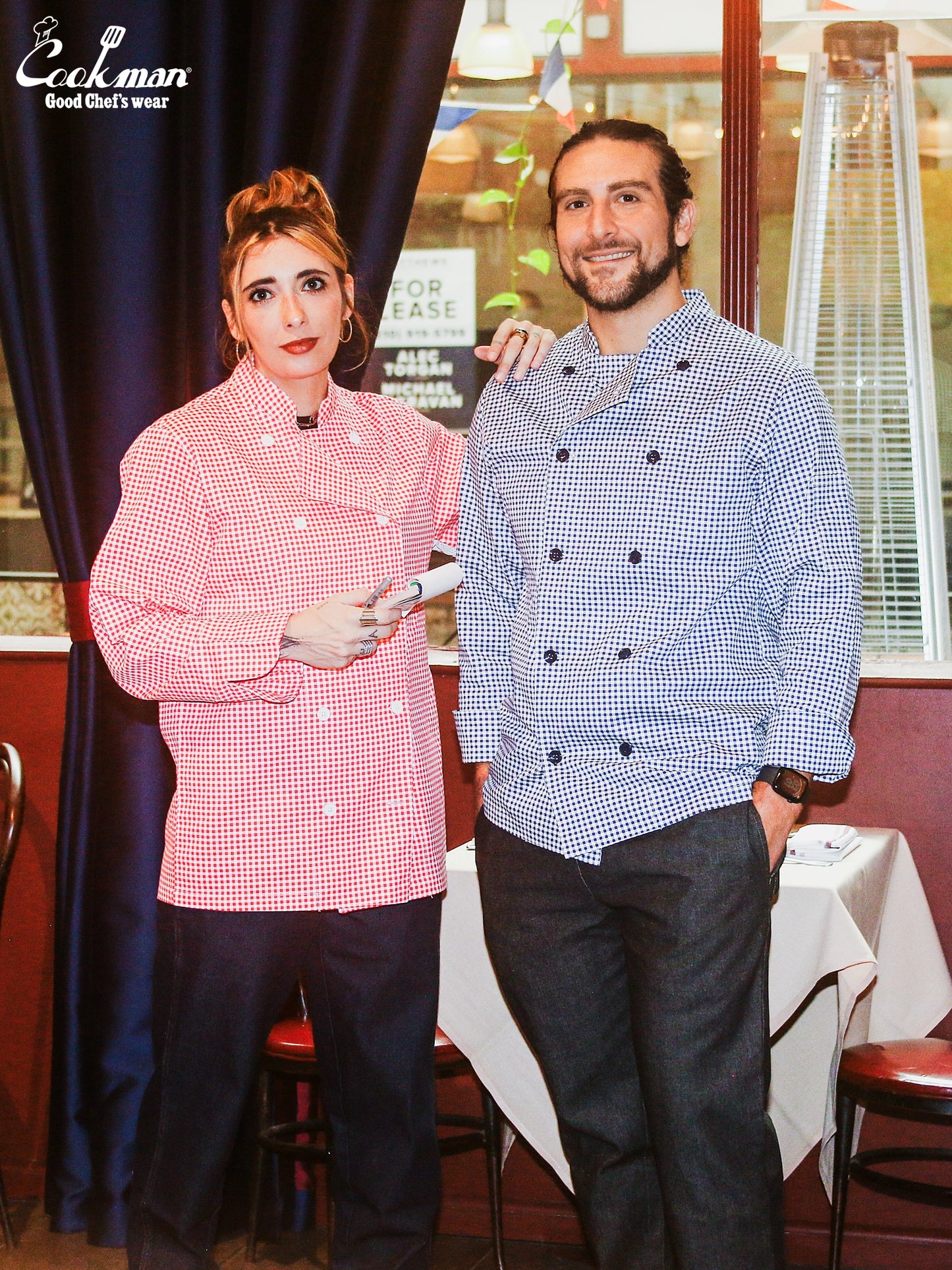 Cookman Chef Coat Long Sleeve Vented - Gingham : Navy