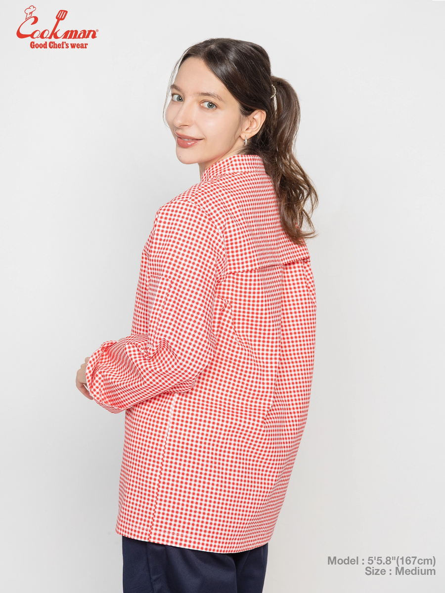 Chef Coat Long Sleeve Vented - Gingham : Red