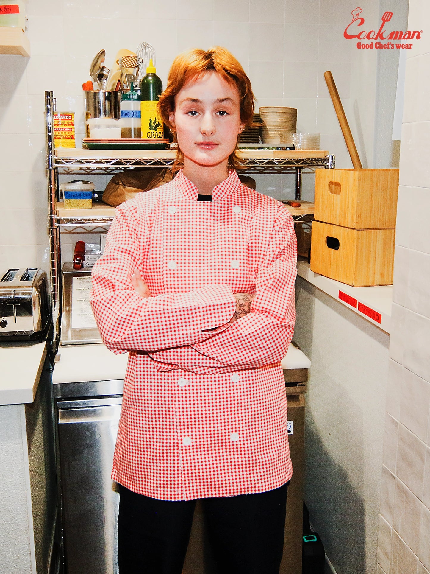 Cookman Chef Coat Long Sleeve Vented - Gingham : Red