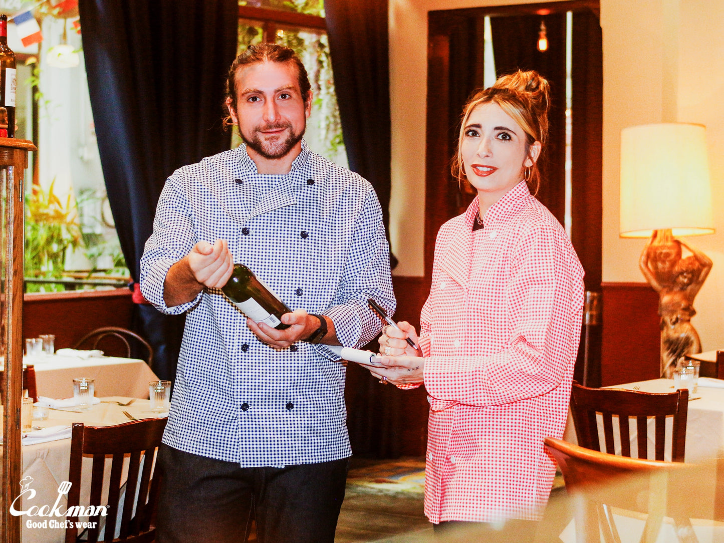 Cookman Chef Coat Long Sleeve Vented - Gingham : Red