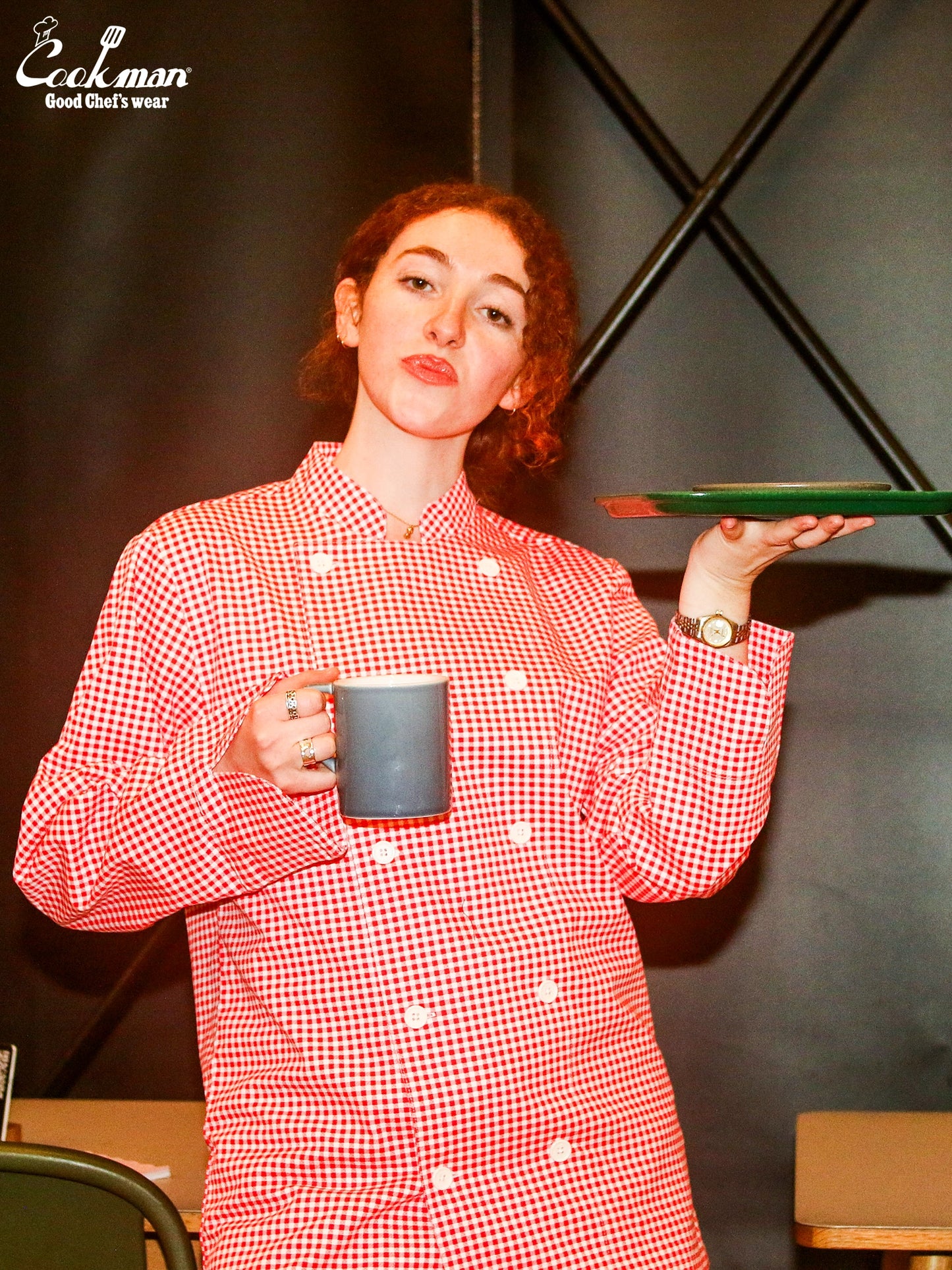 Cookman Chef Coat Long Sleeve Vented - Gingham : Red