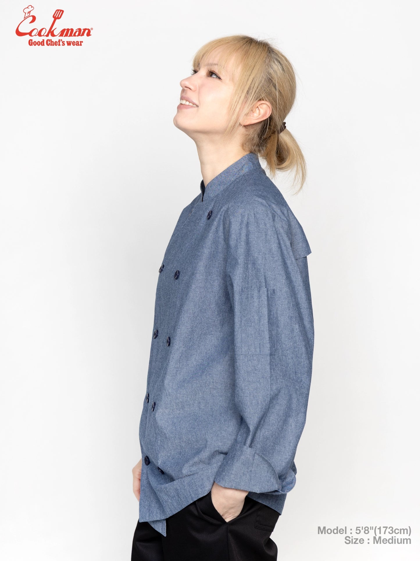 Cookman Chef Coat Long Sleeve Vented - Chambray : Blue