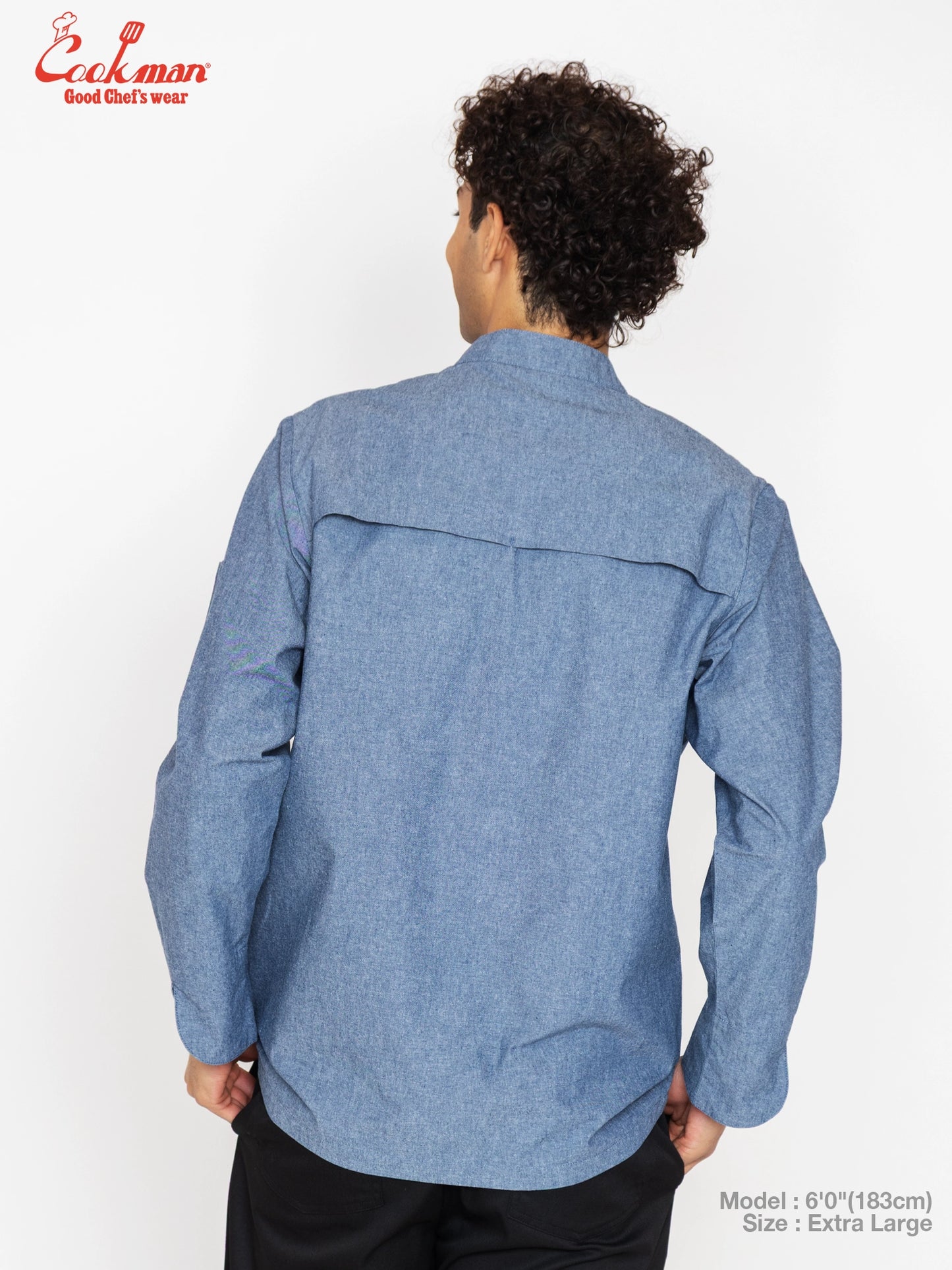 Cookman Chef Coat Long Sleeve Vented - Chambray : Blue