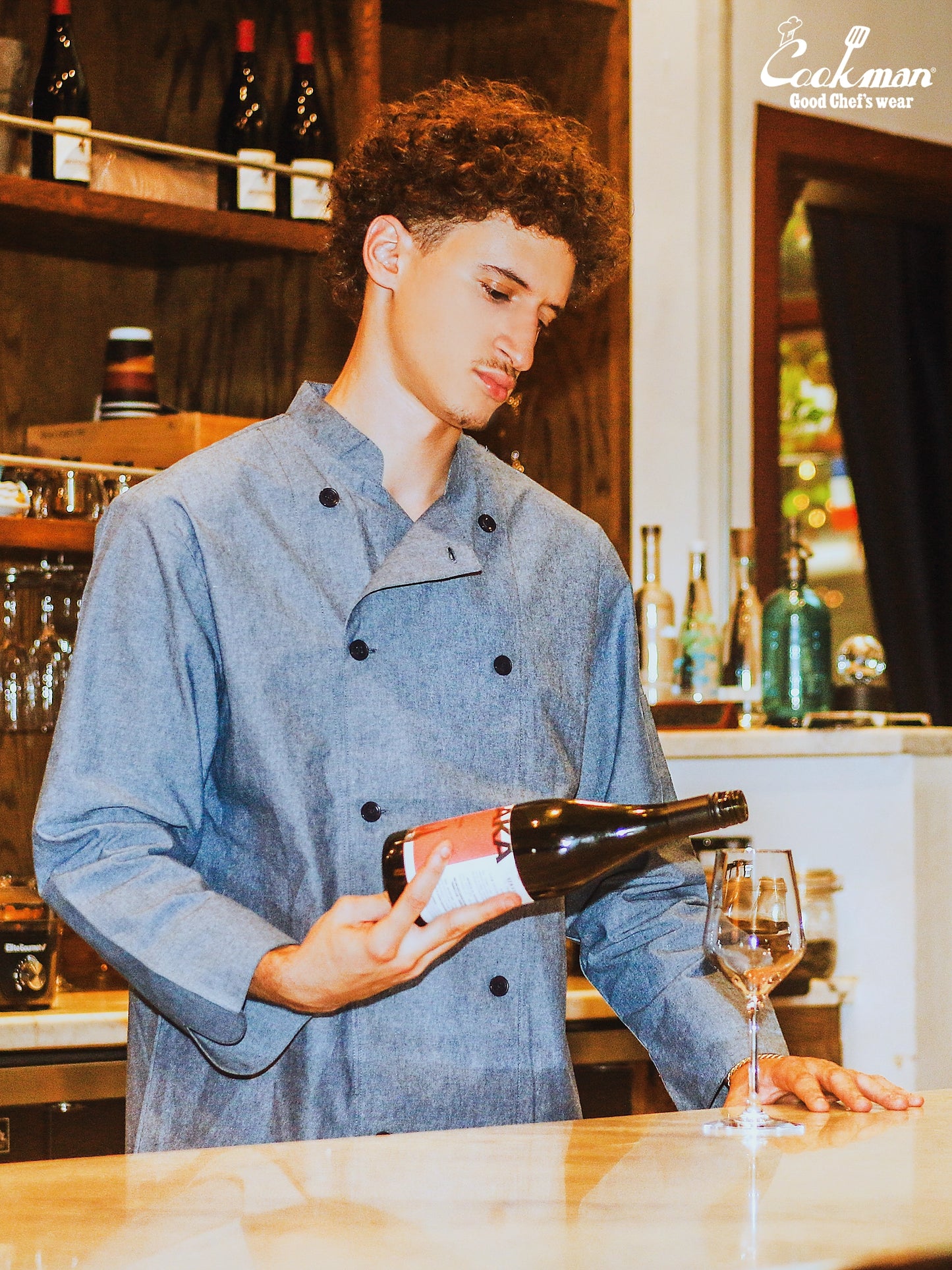 Cookman Chef Coat Long Sleeve Vented - Chambray : Blue