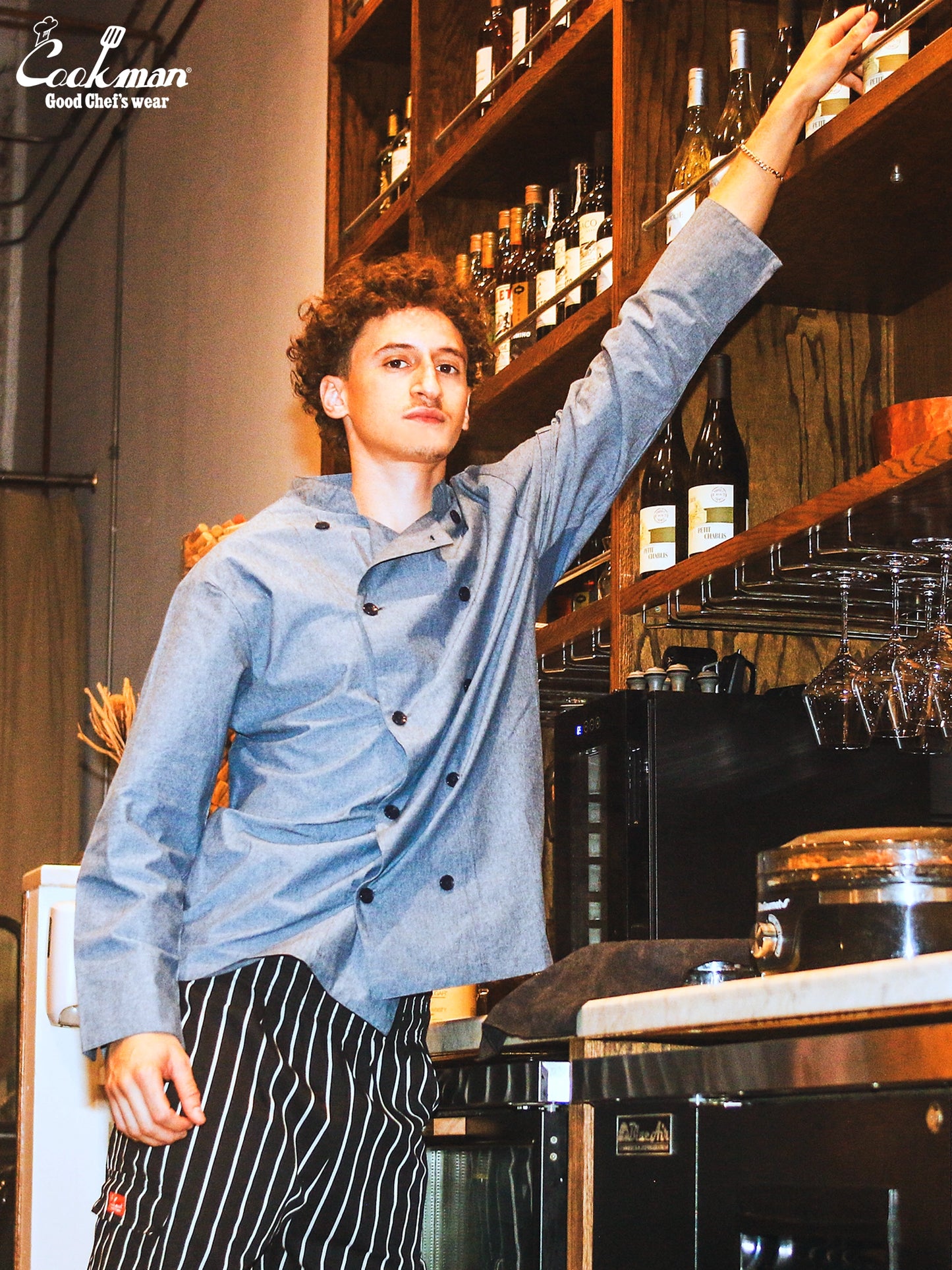 Cookman Chef Coat Long Sleeve Vented - Chambray : Blue