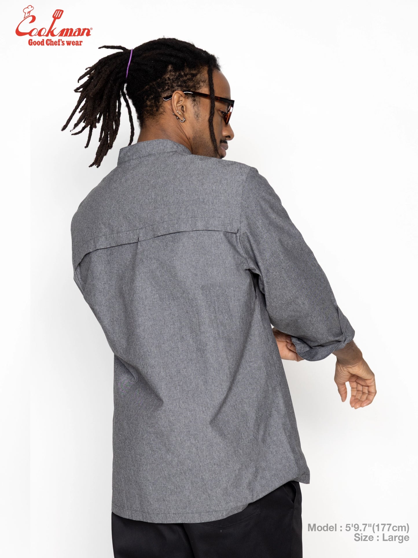 Cookman Chef Coat Long Sleeve Vented - Chambray : Black