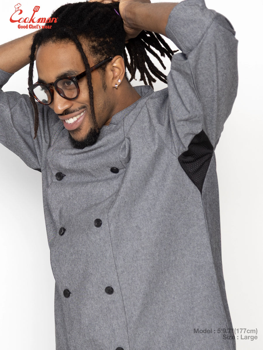 Chef Coat Long Sleeve Vented - Chambray : Black