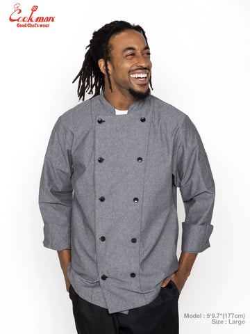 Chef Coat Long Sleeve Vented - Chambray : Black