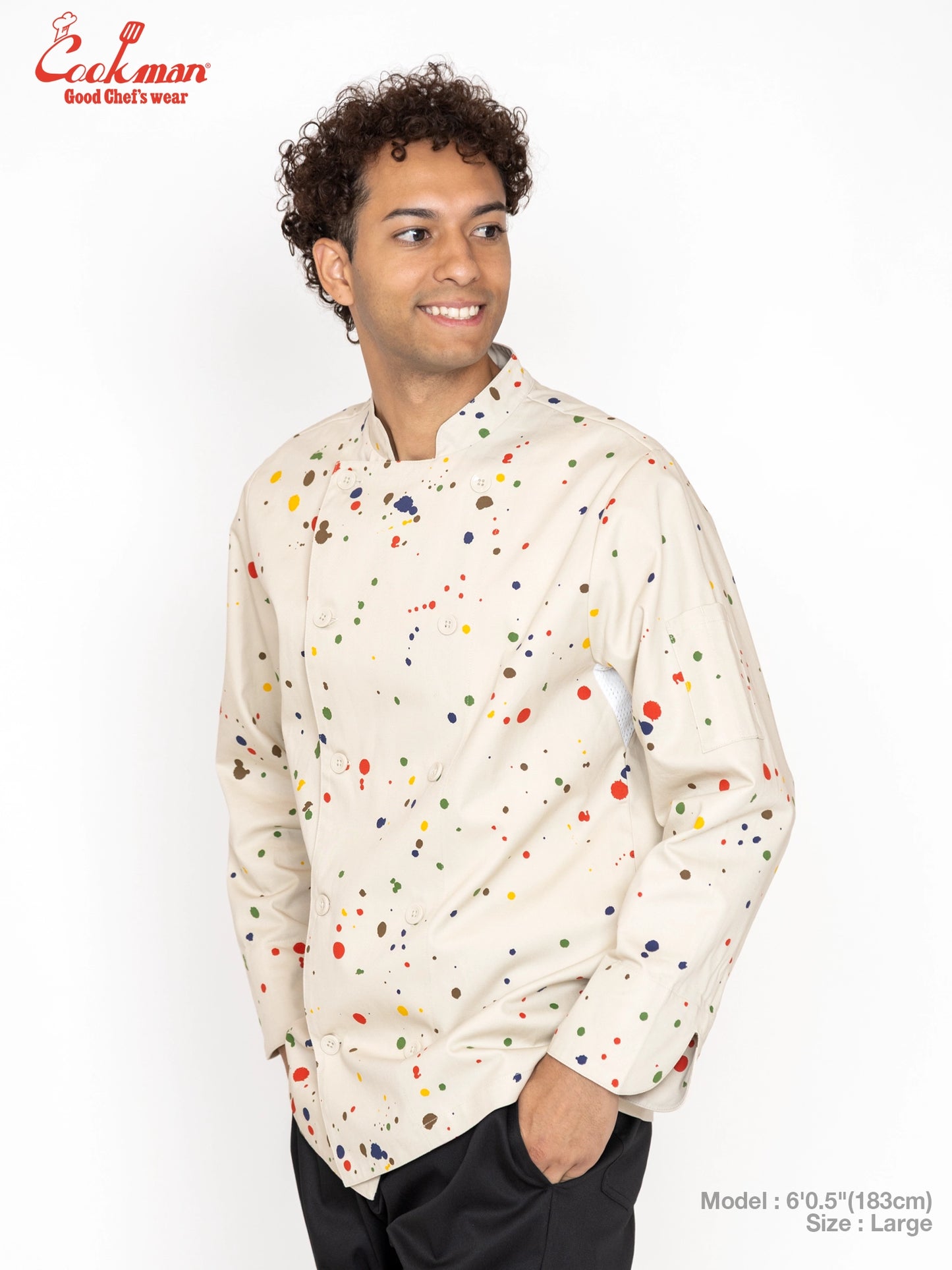 Cookman Chef Coat Long Sleeve Vented - Sauce Splash : Beige