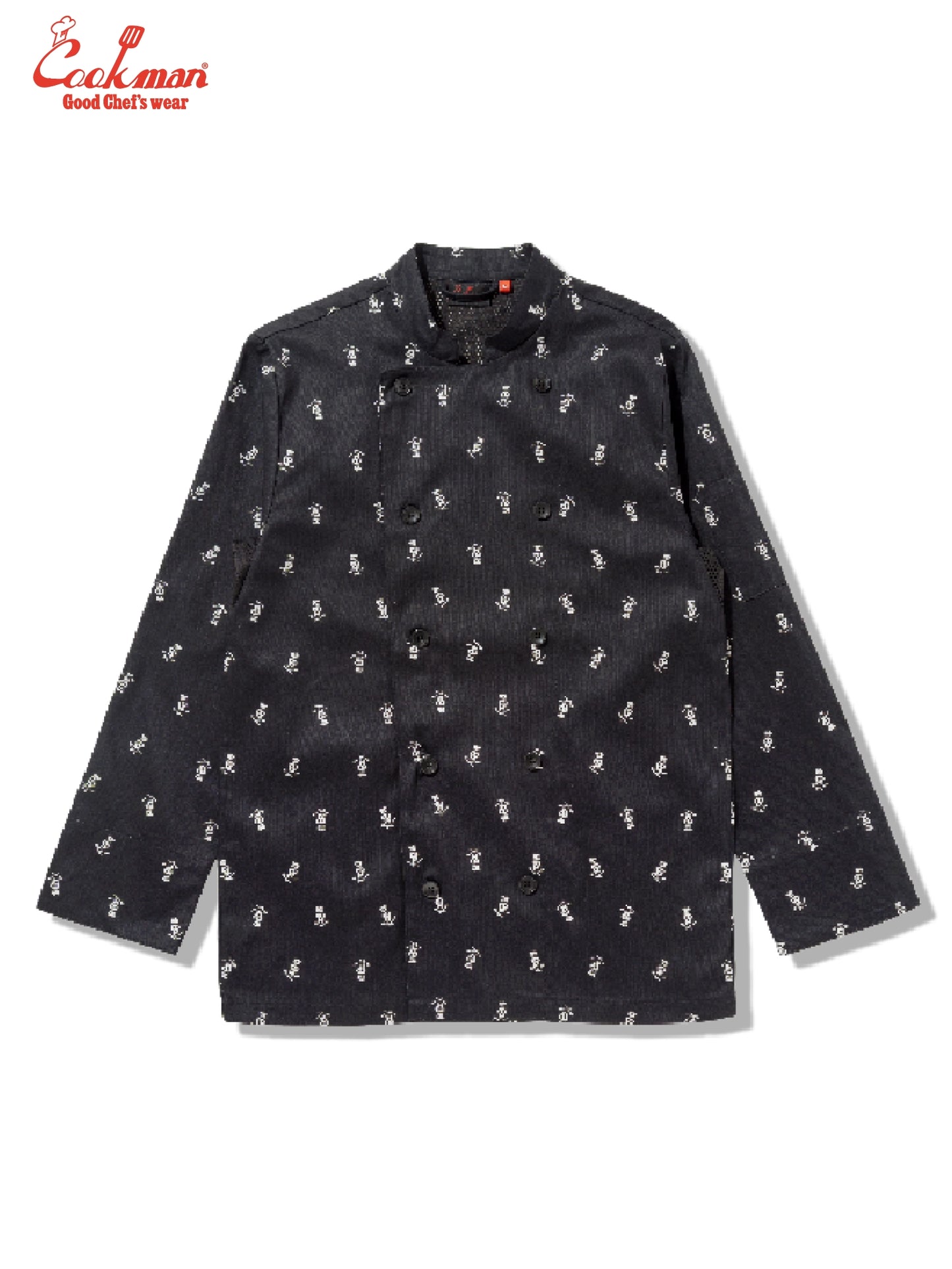 Cookman Chef Coat Long Sleeve Vented - Skull  : Black