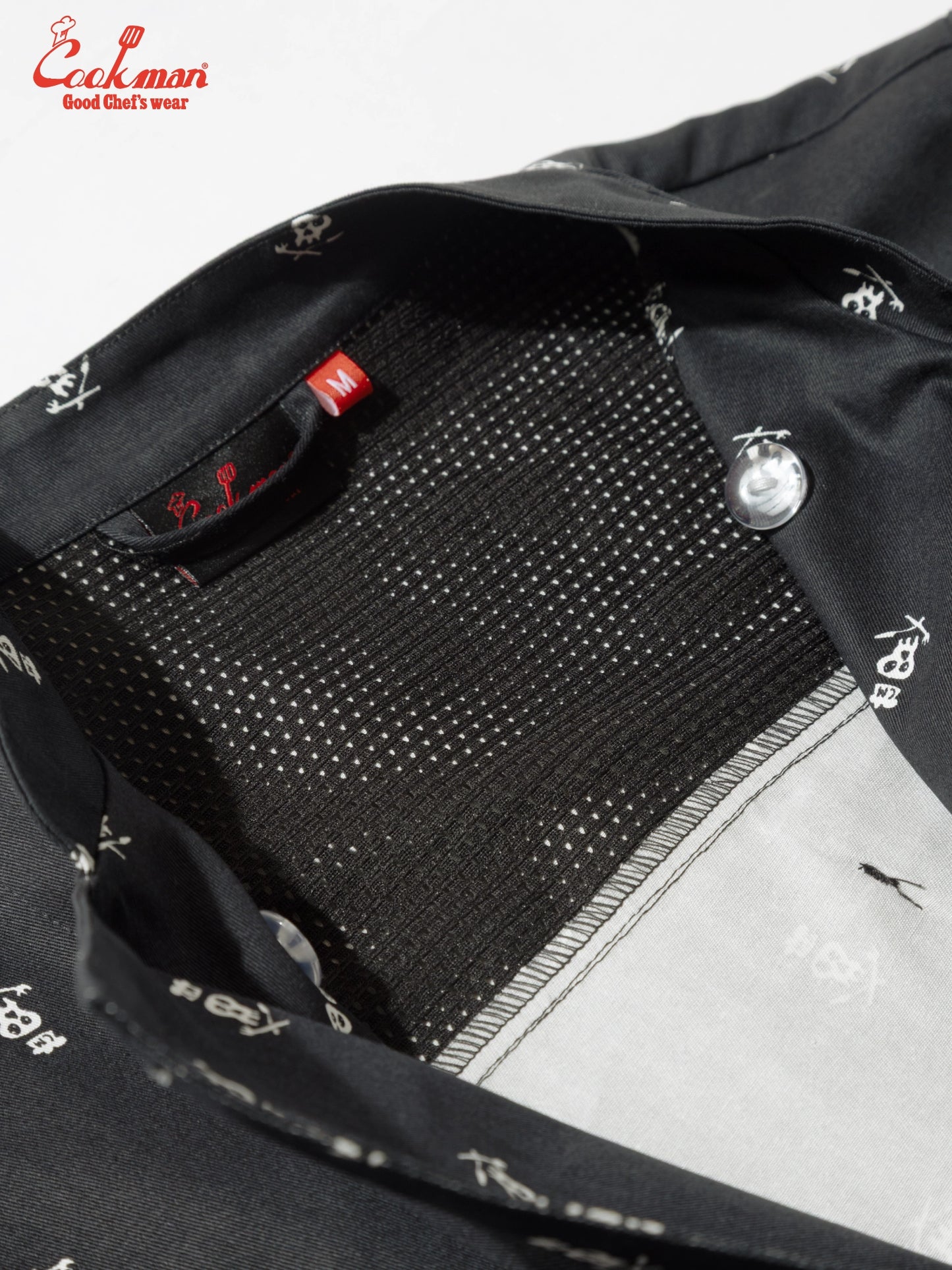 Cookman Chef Coat Long Sleeve Vented - Skull  : Black