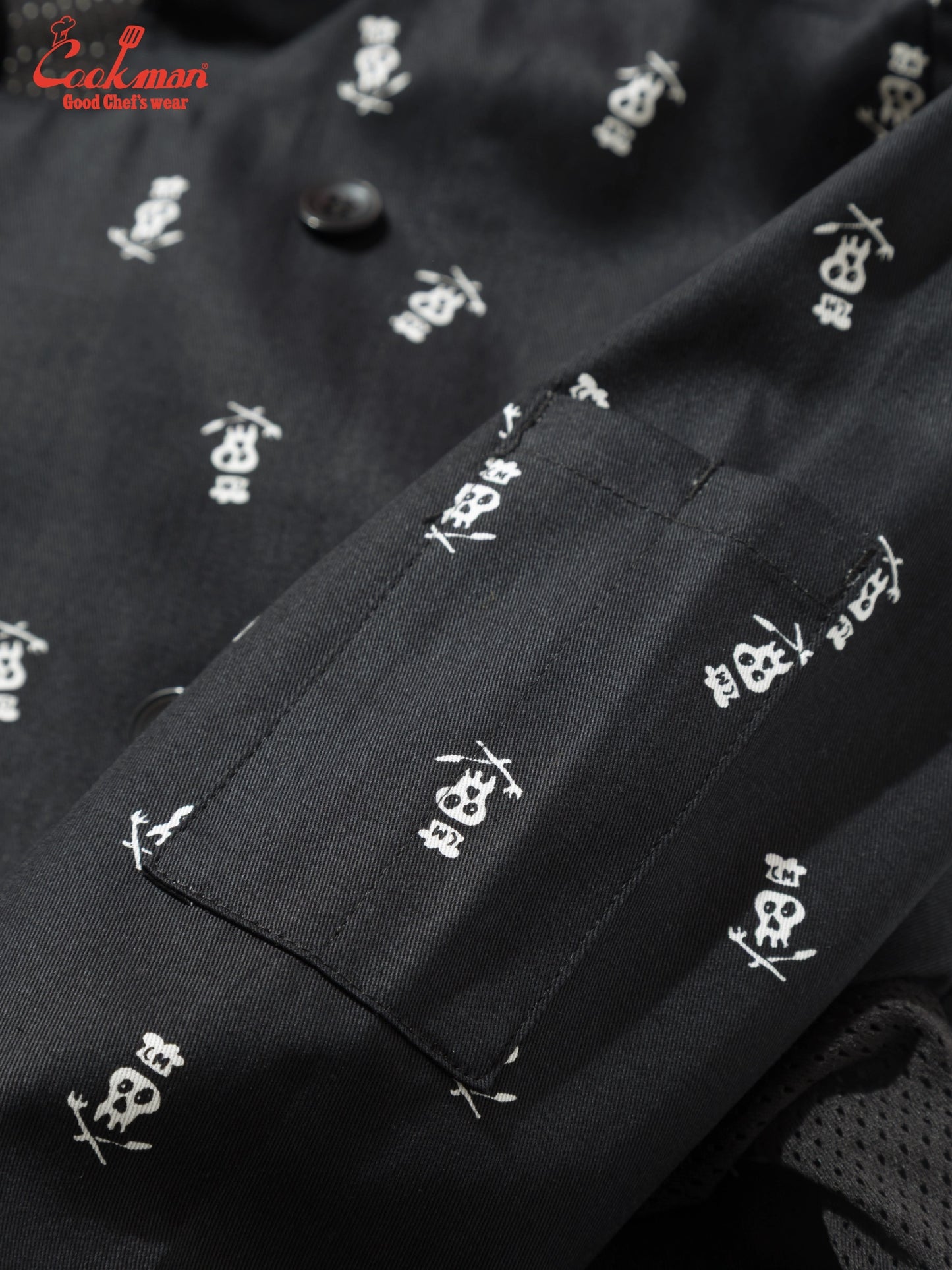Cookman Chef Coat Long Sleeve Vented - Skull  : Black