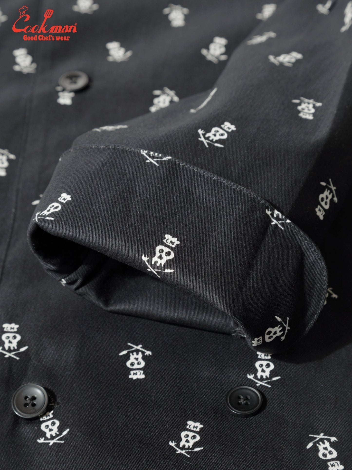Cookman Chef Coat Long Sleeve Vented - Skull  : Black