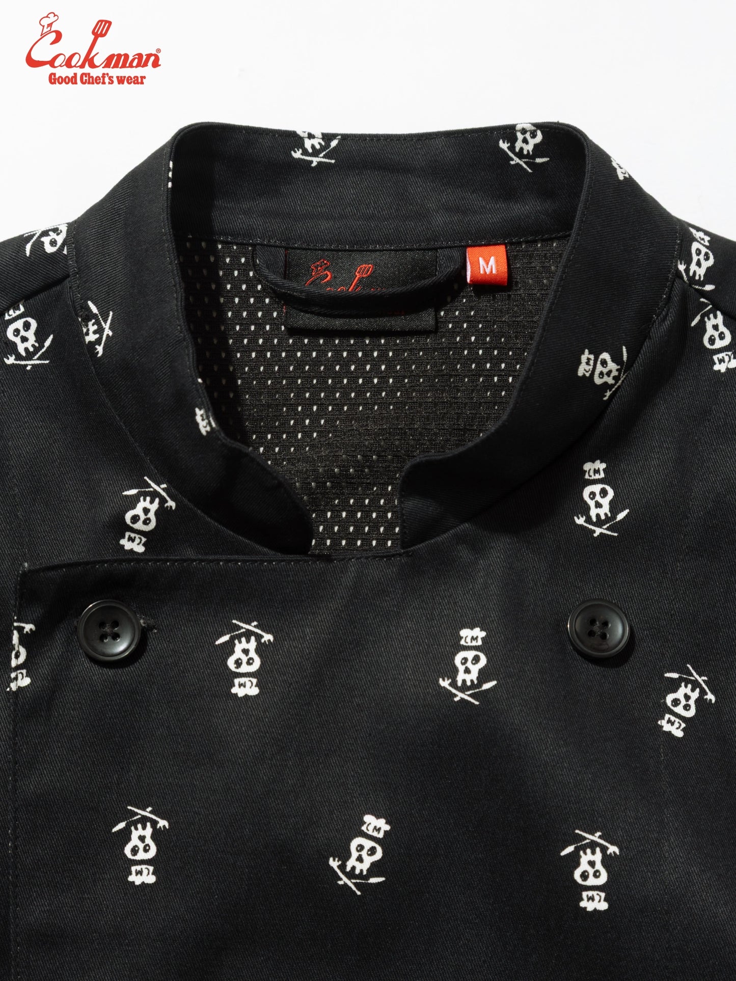 Cookman Chef Coat Long Sleeve Vented - Skull  : Black