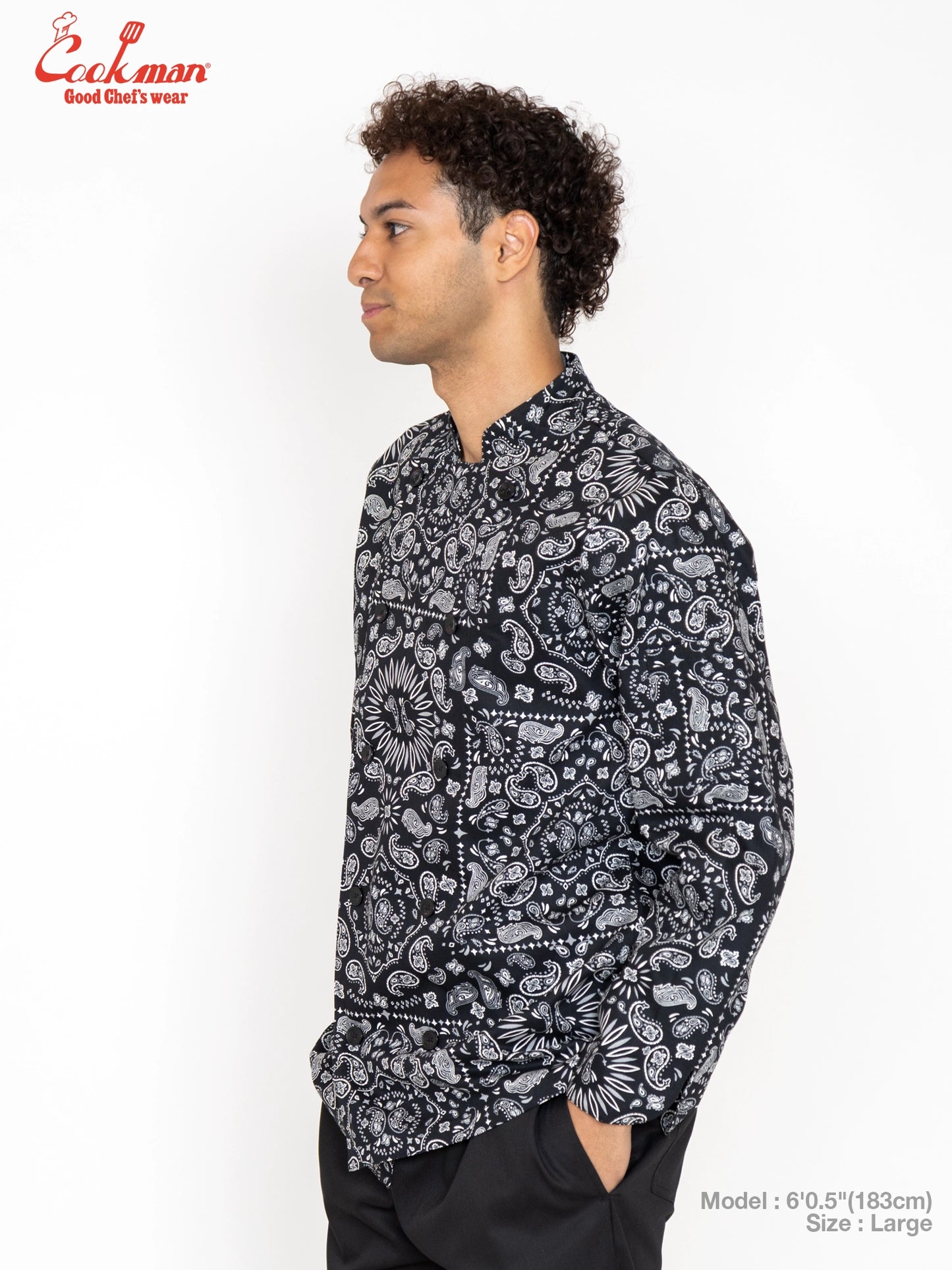 Cookman Chef Coat Long Sleeve Vented - Paisley : Black