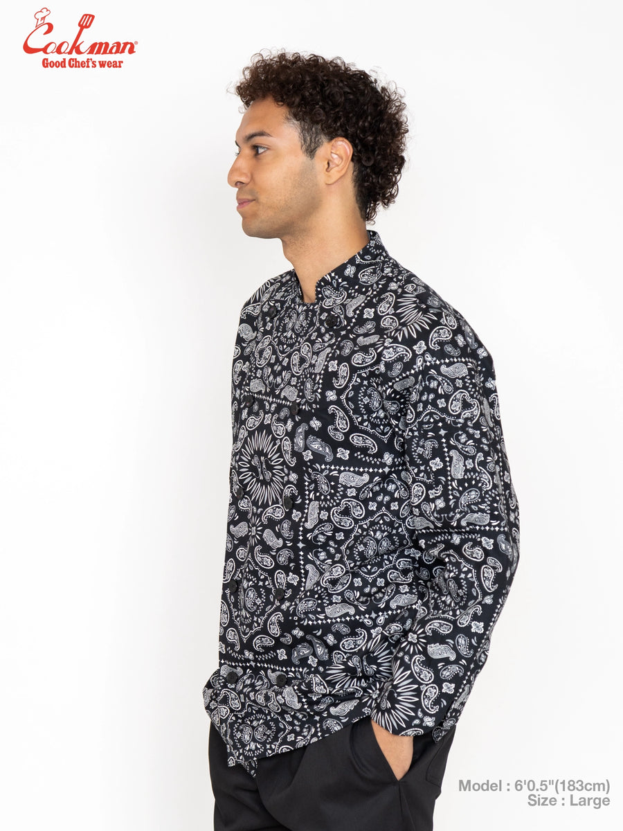 Chef Coat Long Sleeve Vented - Paisley : Black