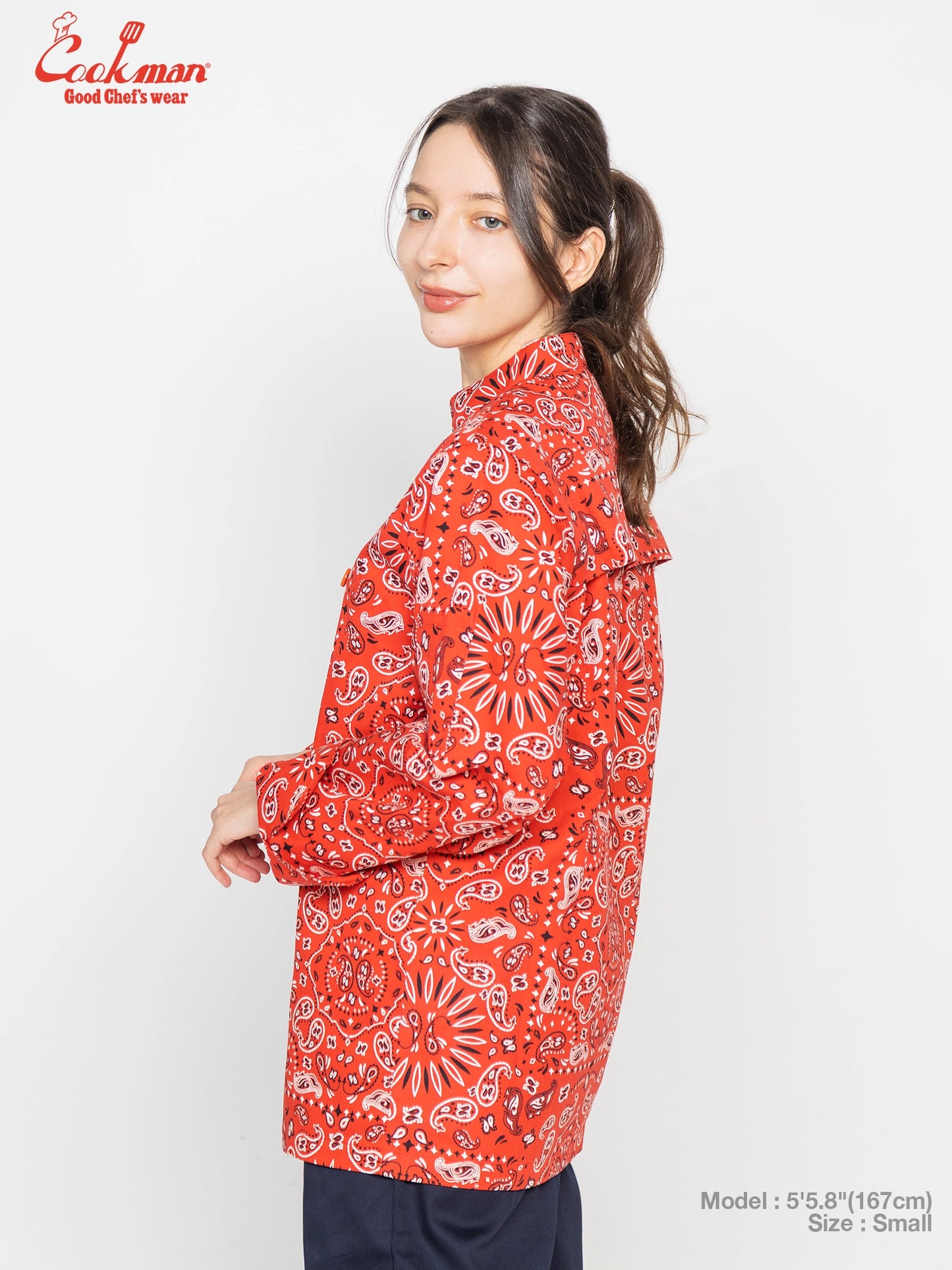 Cookman Chef Coat Long Sleeve Vented - Paisley : Red