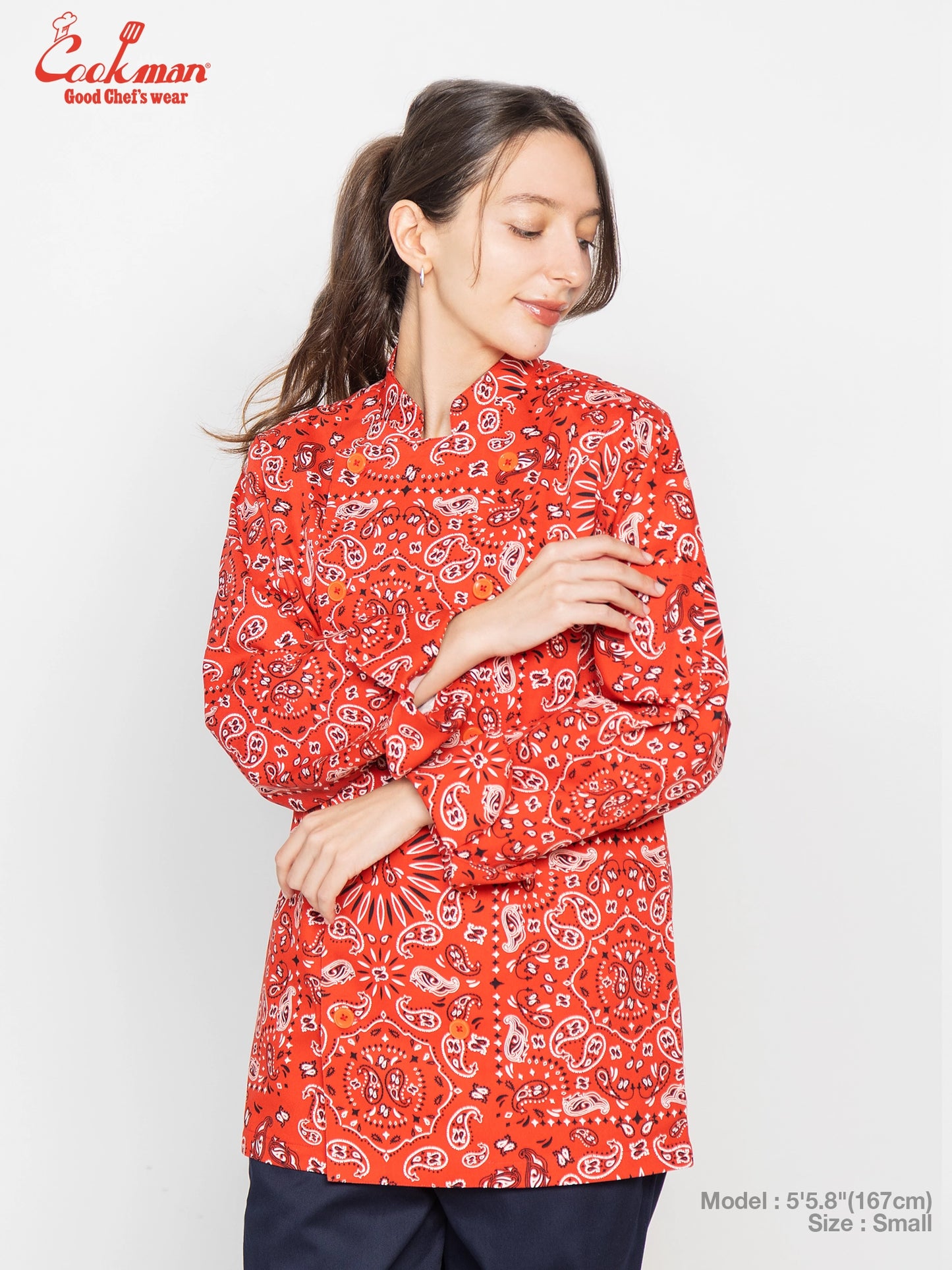 Cookman Chef Coat Long Sleeve Vented - Paisley : Red