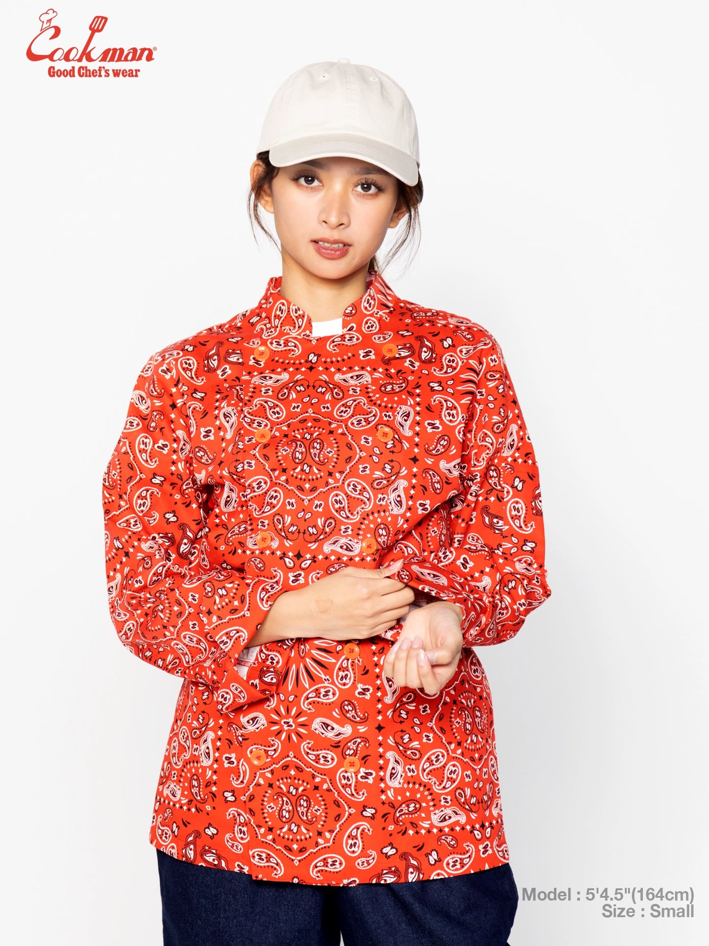 Cookman Chef Coat Long Sleeve Vented - Paisley : Red