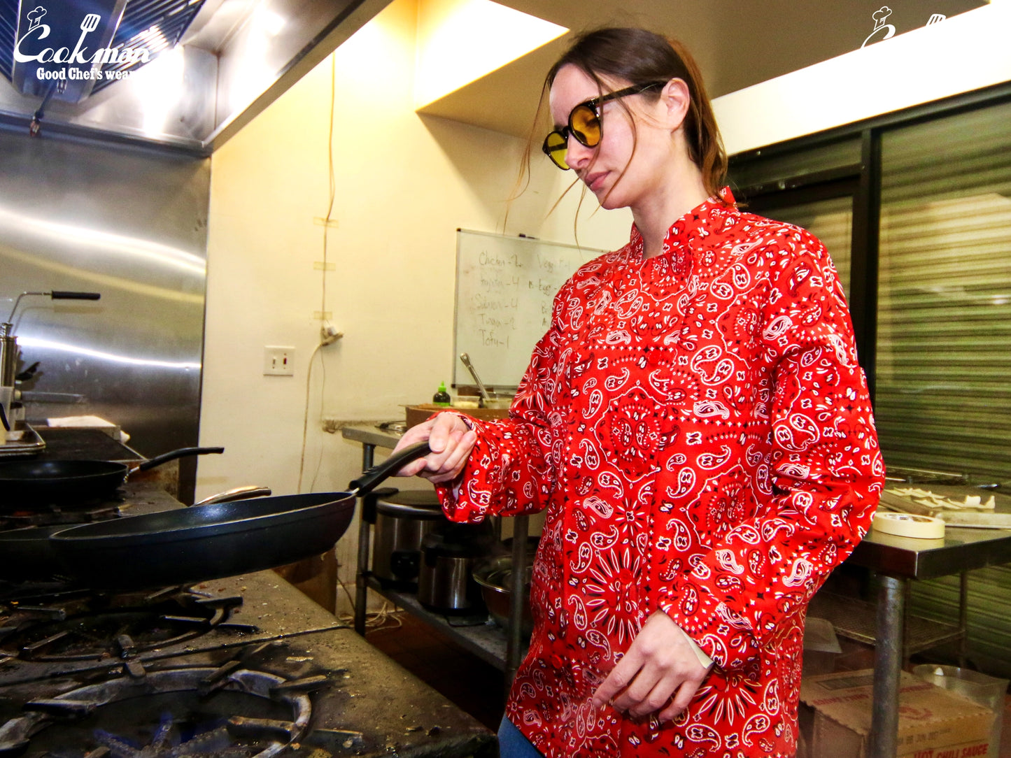 Cookman Chef Coat Long Sleeve Vented - Paisley : Red