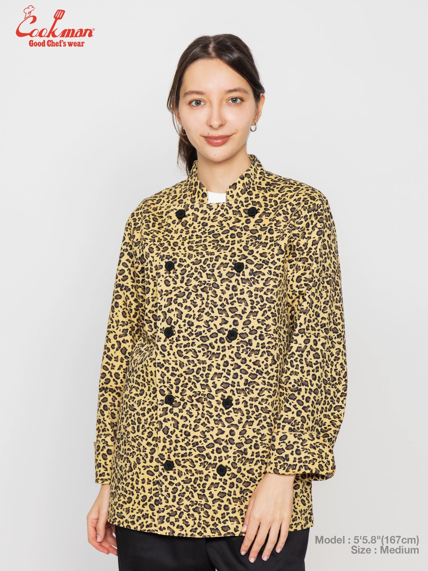 Cookman Chef Coat Long Sleeve Vented - Leopard : beige