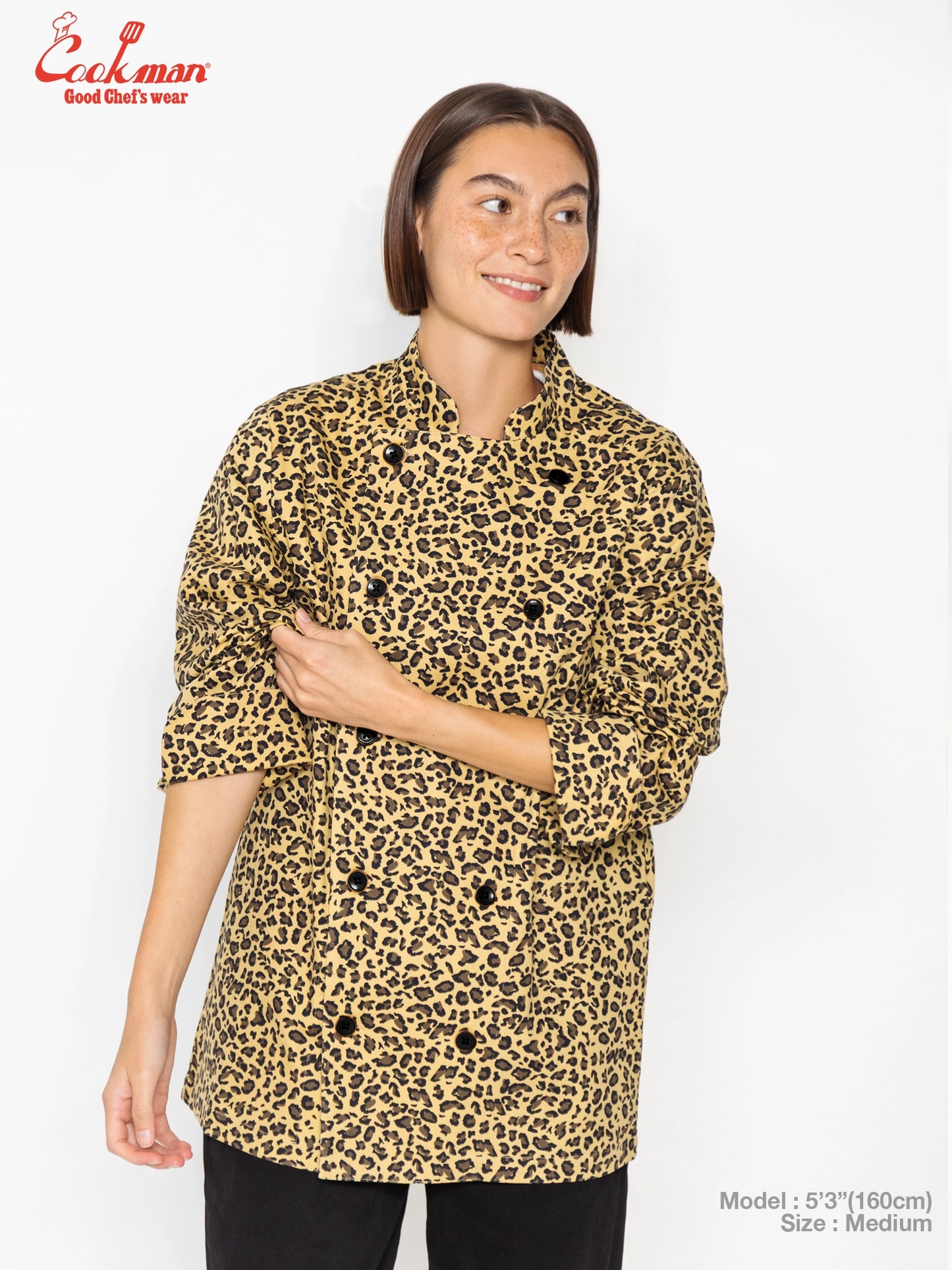 Cookman Chef Coat Long Sleeve Vented - Leopard : beige