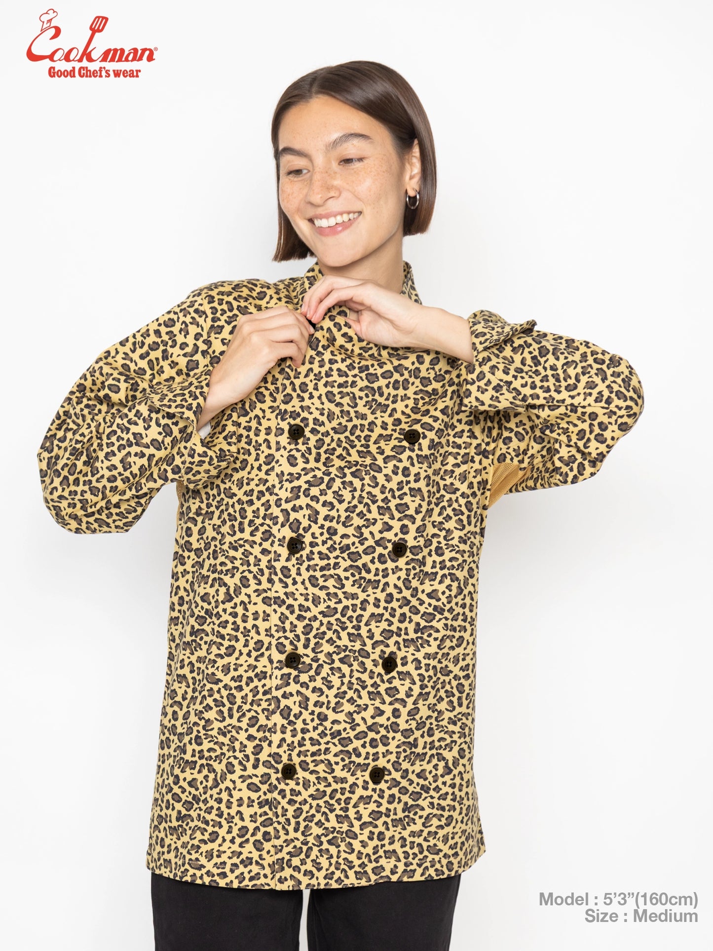 Cookman Chef Coat Long Sleeve Vented - Leopard : beige
