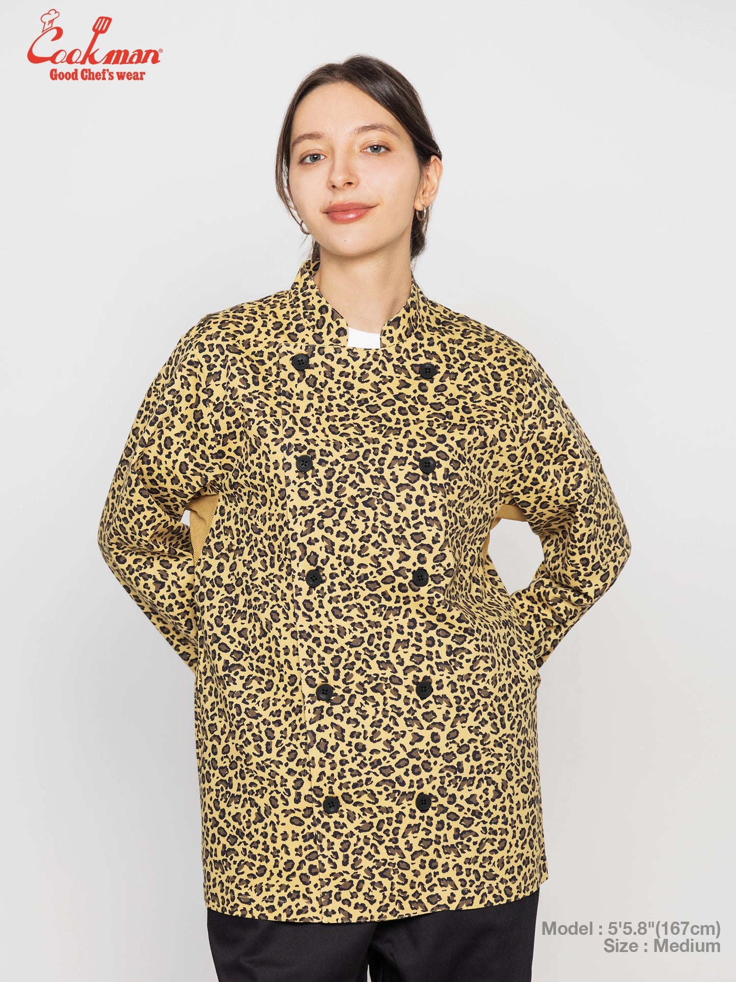 Cookman Chef Coat Long Sleeve Vented - Leopard : beige