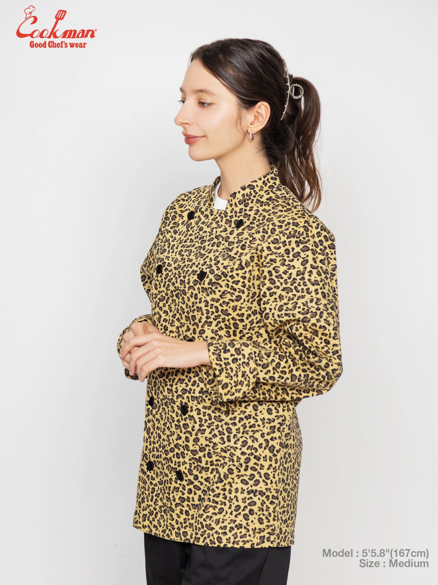 Cookman Chef Coat Long Sleeve Vented - Leopard : beige